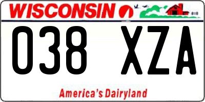 WI license plate 038XZA