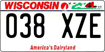 WI license plate 038XZE