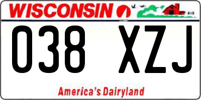 WI license plate 038XZJ