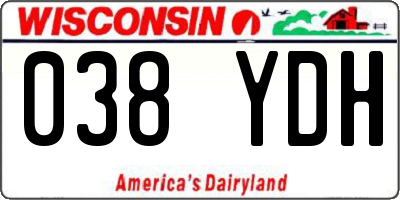 WI license plate 038YDH