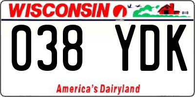 WI license plate 038YDK