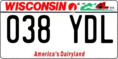 WI license plate 038YDL