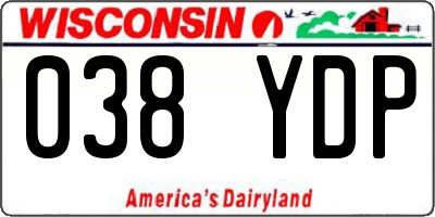 WI license plate 038YDP