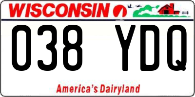 WI license plate 038YDQ
