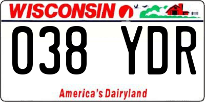 WI license plate 038YDR
