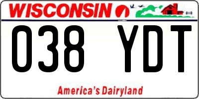 WI license plate 038YDT