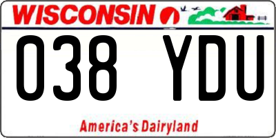 WI license plate 038YDU