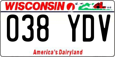 WI license plate 038YDV