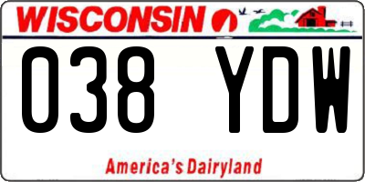 WI license plate 038YDW