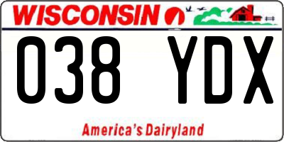 WI license plate 038YDX