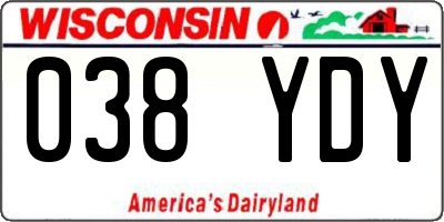 WI license plate 038YDY