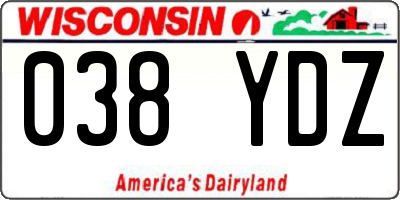 WI license plate 038YDZ