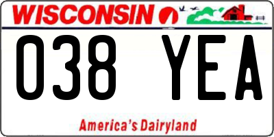 WI license plate 038YEA