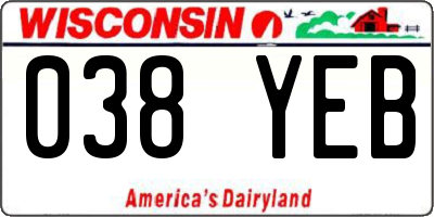 WI license plate 038YEB