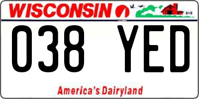 WI license plate 038YED