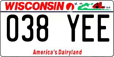 WI license plate 038YEE