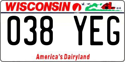 WI license plate 038YEG