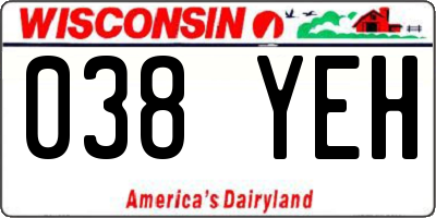 WI license plate 038YEH