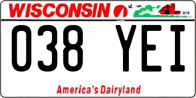 WI license plate 038YEI