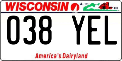 WI license plate 038YEL