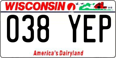 WI license plate 038YEP