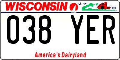 WI license plate 038YER