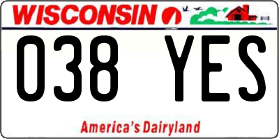 WI license plate 038YES