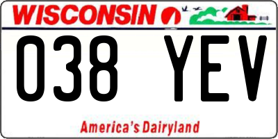 WI license plate 038YEV