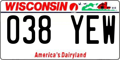 WI license plate 038YEW
