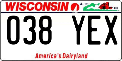 WI license plate 038YEX