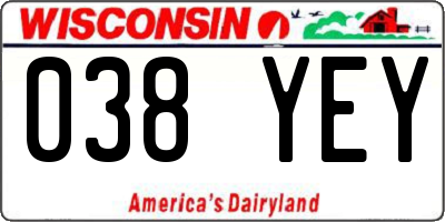 WI license plate 038YEY