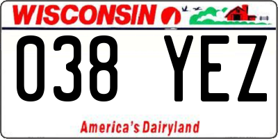 WI license plate 038YEZ