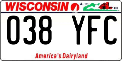 WI license plate 038YFC