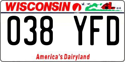 WI license plate 038YFD