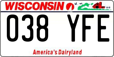 WI license plate 038YFE
