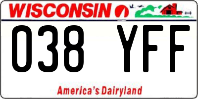 WI license plate 038YFF
