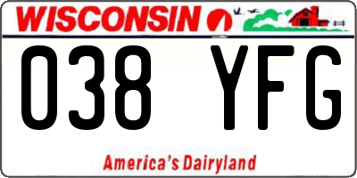 WI license plate 038YFG