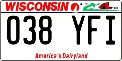 WI license plate 038YFI