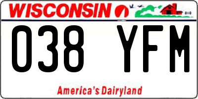 WI license plate 038YFM