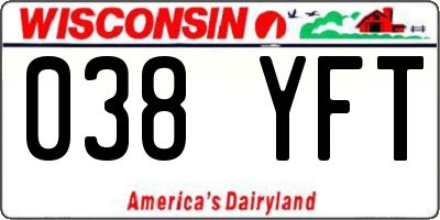 WI license plate 038YFT