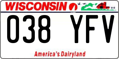 WI license plate 038YFV