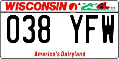 WI license plate 038YFW