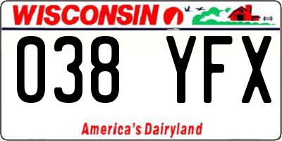 WI license plate 038YFX