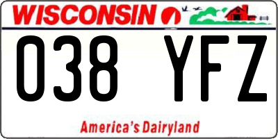 WI license plate 038YFZ