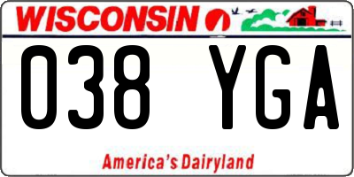 WI license plate 038YGA