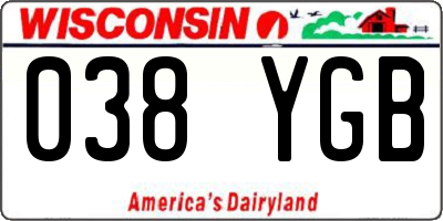 WI license plate 038YGB