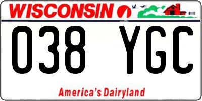 WI license plate 038YGC