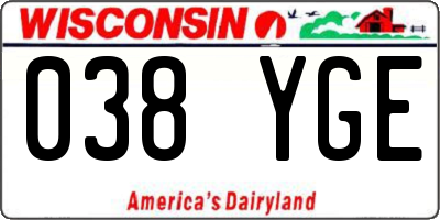 WI license plate 038YGE
