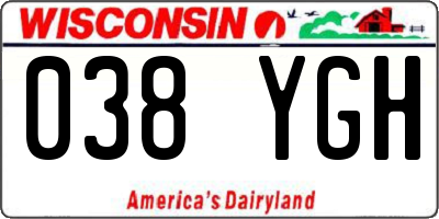 WI license plate 038YGH