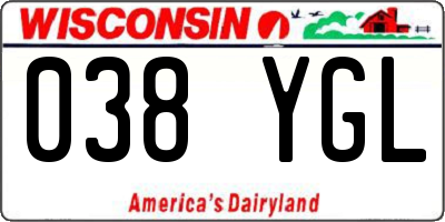 WI license plate 038YGL